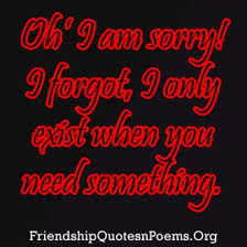 Oh I’m Sorry! I Forgot, I Only Exist When You Need Something ”
