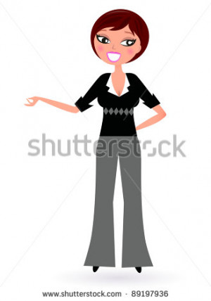 Business Woman presenting something isolated on white - stock vector