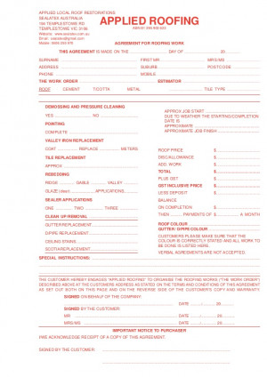 Applied roofing Quote Form