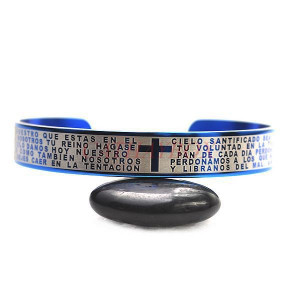 Shipping & Men's Blue 316L Stainless Steel Spanish Lord's Prayer Bible ...