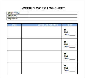 Weekly Work Log Sheet Template