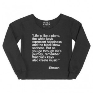Ehssan Piano quote cropped sweater-Unisex Black Hoodie