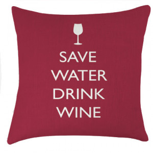 Save Water Drink Wine printed cushion