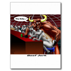 Beef Jerky Origins Funny Cow & Bull Cartoon Gifts Postcard