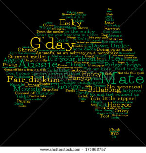 Australia map made from Australian slang words in vector format ...