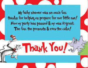 Customizable Dr. Seuss Baby Shower Thank You Postcard-Digital file. $ ...