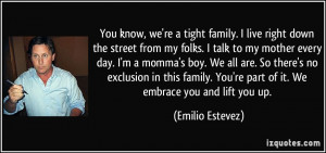 ... exclusion in this family. You're part of it. We embrace you and lift