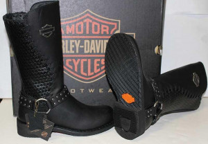... Ladies-HARLEY-DAVIDSON-AIMEE-11-High-Weave-Leather-RIDING-BOOTS-D87018