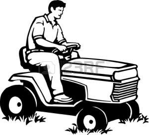 Black And White Cartoon Lawn Mower