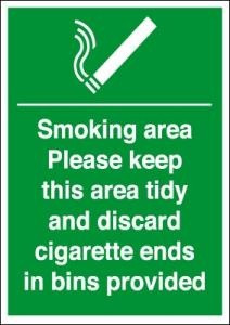 Smoking Area Cigarette Bins Provided (Signs)