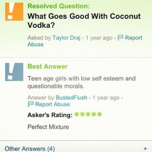 What goes good with coconut Vodka?