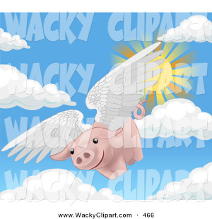 Pink Pig Flying Through the Sky on a Nice Sunny Day when Pigs Fly