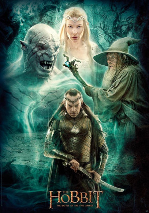 Poster affiche The Hobbit Film 3 Elrond, Galadriel, Gandalf et Azog 70 ...