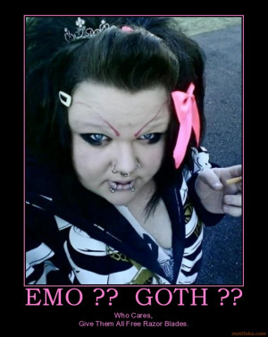 ... this is horrible, but is it a goth or an emo. Evidence supports both