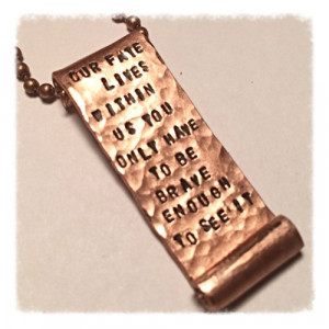 Disney / Pixar Brave inspired quote, copper scroll necklace