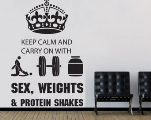 ... for Gym Addicts Funny Wall Sticker Decal Sex Weight and Protein Shakes