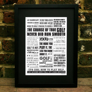 Birthday Gift, Golf Quotes, Dad Gift Poster, A4, A3