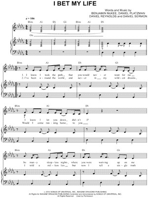 imagine dragons piano sheet music