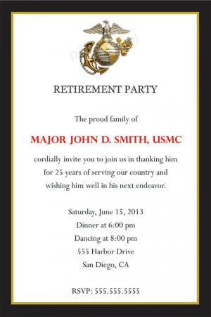 Military Navy Army Marines Air Force Retirement Party Invitation ...