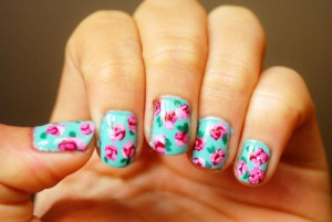 cute, flowers, girl, nail art, nail polish