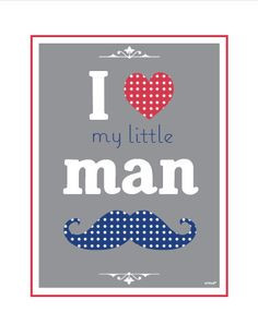 Little Man Mustache Nursery Print: 5x7 (you choose colors)