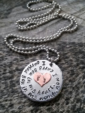 Now I carry you in my heart - Handstamped Necklace