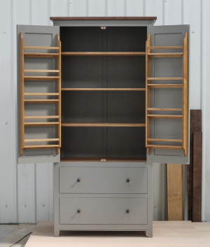 Men Hand Made Kitchen Island Open Shelf Cabinet