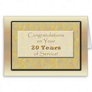 Employee 20 Years of Service or Anniversary Greeting Cards