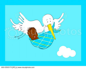 Flying Stork Delivering Newborn Baby Royalty Free Stock Photo