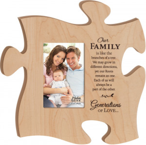 ... > Signs > Puzzle Pieces > Our Family Maple Puzzle Piece Photo Frame