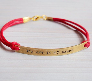 Quote Bracelet, Girl friend bracelet, engraved bracelet gold, Red ...