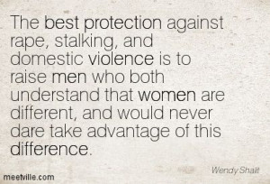 The best protection against rape, stalking, and domestic violence is ...