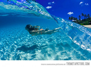 Funny photos beautiful clear water girl swimming