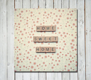 Letter tiles quote - home sweet home - quote art - home decor wall art ...