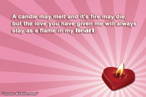 ... love that you have given me will always stay as a flame in my heart