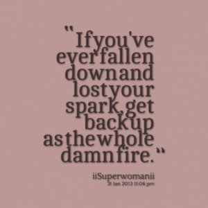 ... fallen down and lost your spark, get back up as the whole damn fire