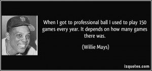 When I got to professional ball I used to play 150 games every year ...