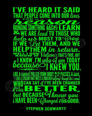 INSTANT DOWNLOAD Printable Wicked the Broadway Musical Show Play Quote ...