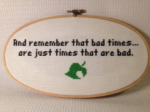 Hand Stitched Animal Crossing Quote on Etsy, $18.00