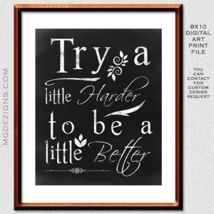 Printable Chalkboard Typography Inspirational Motivational Art Print