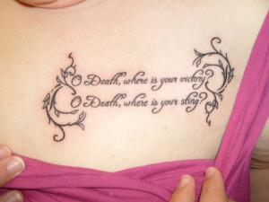 18) Cute Bible Verse Tattoo On Chest