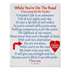 Trucker's Love Poem. Great gift for my husband.