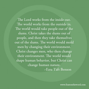 christ takes the slums out of people and then they take themselves out ...