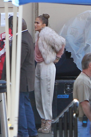 Jennifer Lopez White Fur Outfit Spotted American Idol Set in LA