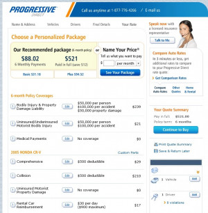 Insurance Quote Preview Progressive Page