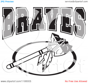 Clipart-Of-A-Black-And-White-Tomahawk-With-BRAVES-Team-Text-Royalty ...