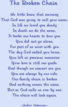 poem- the broken chain. My dear sister in law just got me a beautiful ...