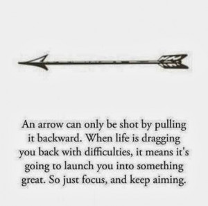An arrow can only be shot by pulling it backward. When life is ...