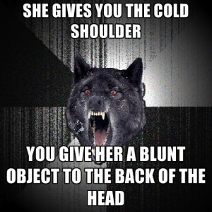 SHE GIVES YOU THE COLD SHOULDER YOU GIVE HER A BLUNT OBJECT TO THE ...