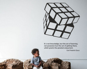 Science art Gauss quote and Rubik's cube vinyl wall decal educational ...